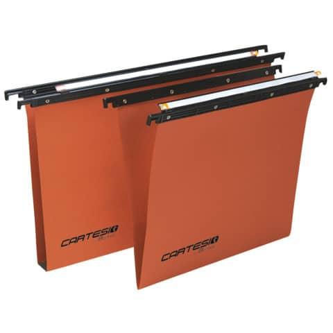 Cartelle sospese orizzontali per cassetti CARTESIO 38 cm fondo V arancio Conf. 50 pezzi - 100/380 -B2